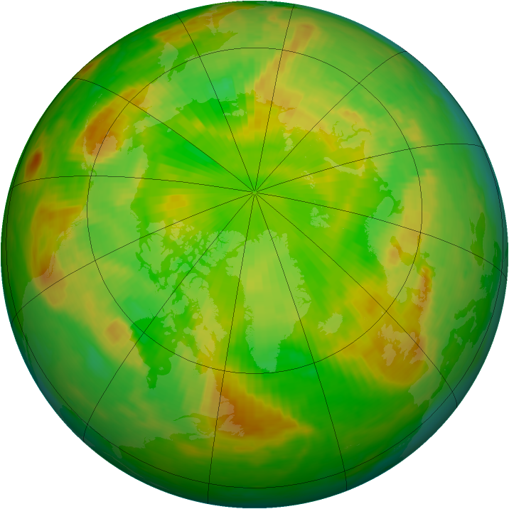 Arctic ozone map for 16 June 1991
